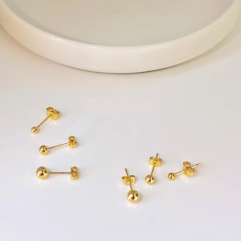 IMBOS Pearl Earrings 14k Gold Plated Daisy Flower Stud Earrings for Women Ball Stud Flat Back Earring Hypoallergenic Statement Earring Trendy Jewelry Gift for Women - Image 5
